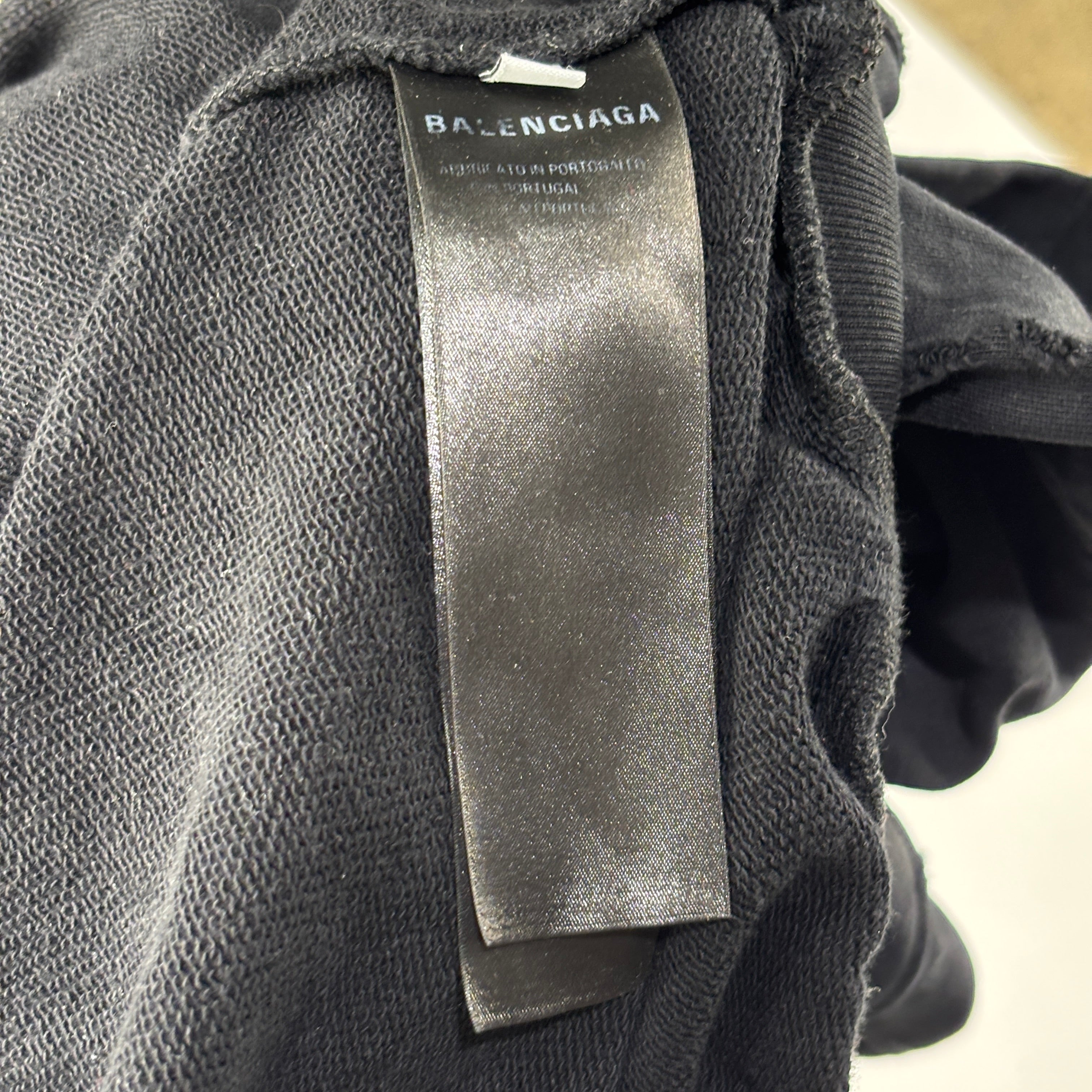 Balenciaga Top League Logo Oversized Hoodie Black