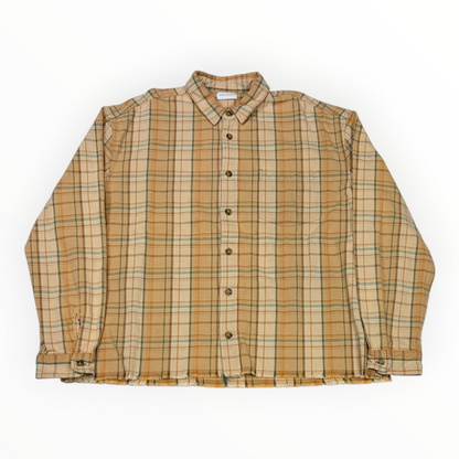 John Elliot Hemi Oversized Flannel Shirt Beige/Golden Yellow