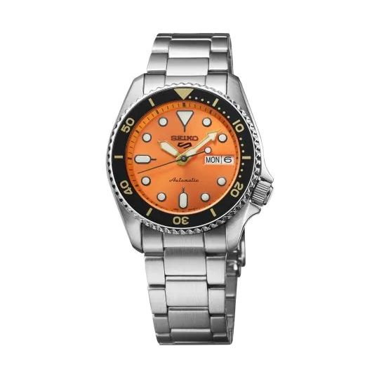 Seiko 5 Sports Automatic Orange-Dial & Black Bezel Men's Watch