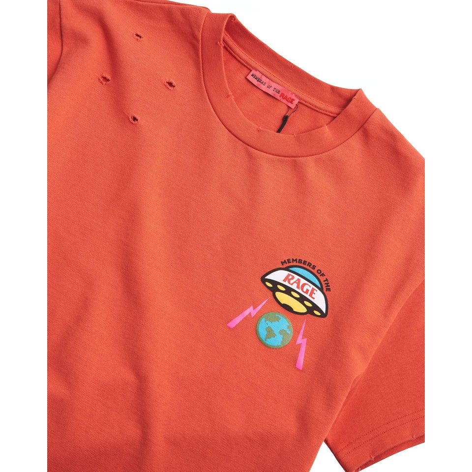 Members of The Rage Distressed Small Logo T-Shirt Infrared