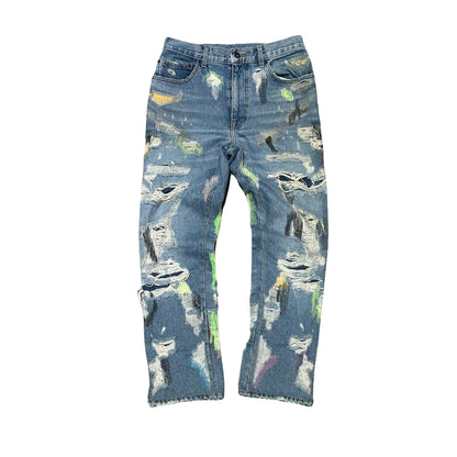 Endless Embroidered and Distressed Denim Jeans