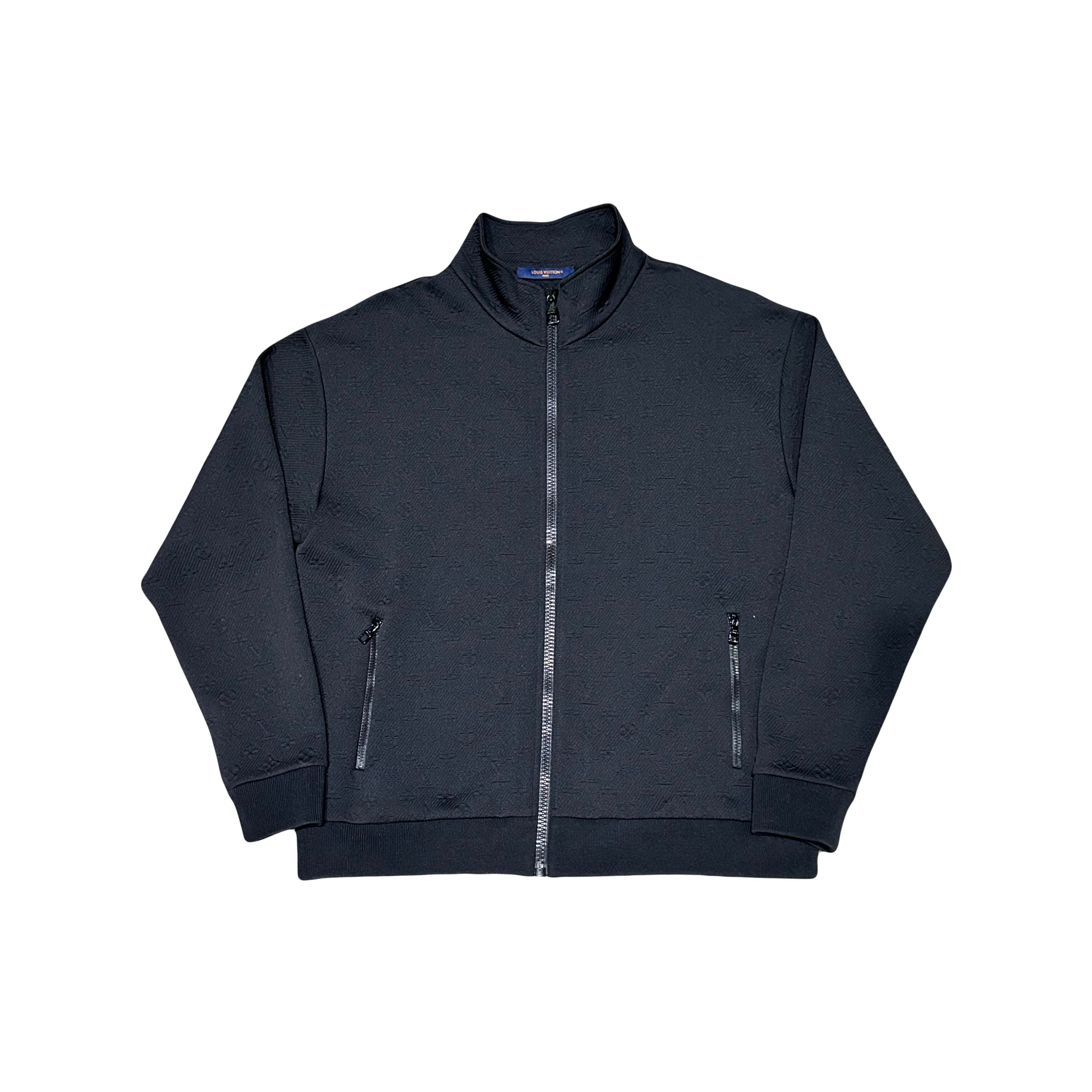 Louis Vuitton Monogram Embossed Jersey Track Jacket Black