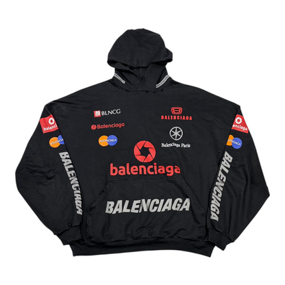Balenciaga Top League Logo Oversized Hoodie Black
