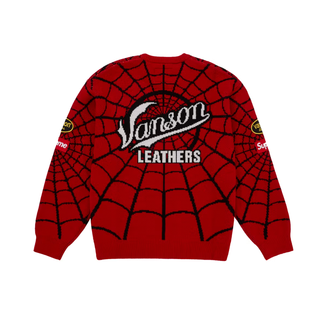 Supreme Vanson Leathers Spider-Man Sweater Red