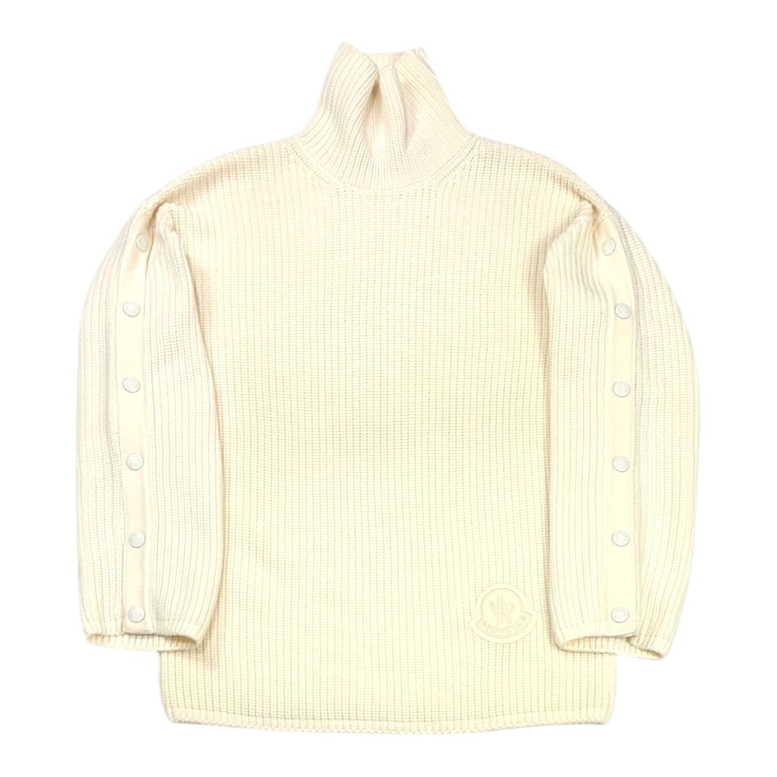 Moncler Snap Sleeve Sweater Cream