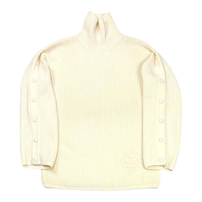 Moncler Snap Sleeve Sweater Cream