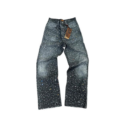 Birth of Royal Child3D Printing Washed 20k Swarovski Diamond Boro Denim Black