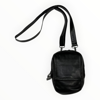 Yohji Yamamoto Scratch Horse Leather Zip Shoulder Pouch Black