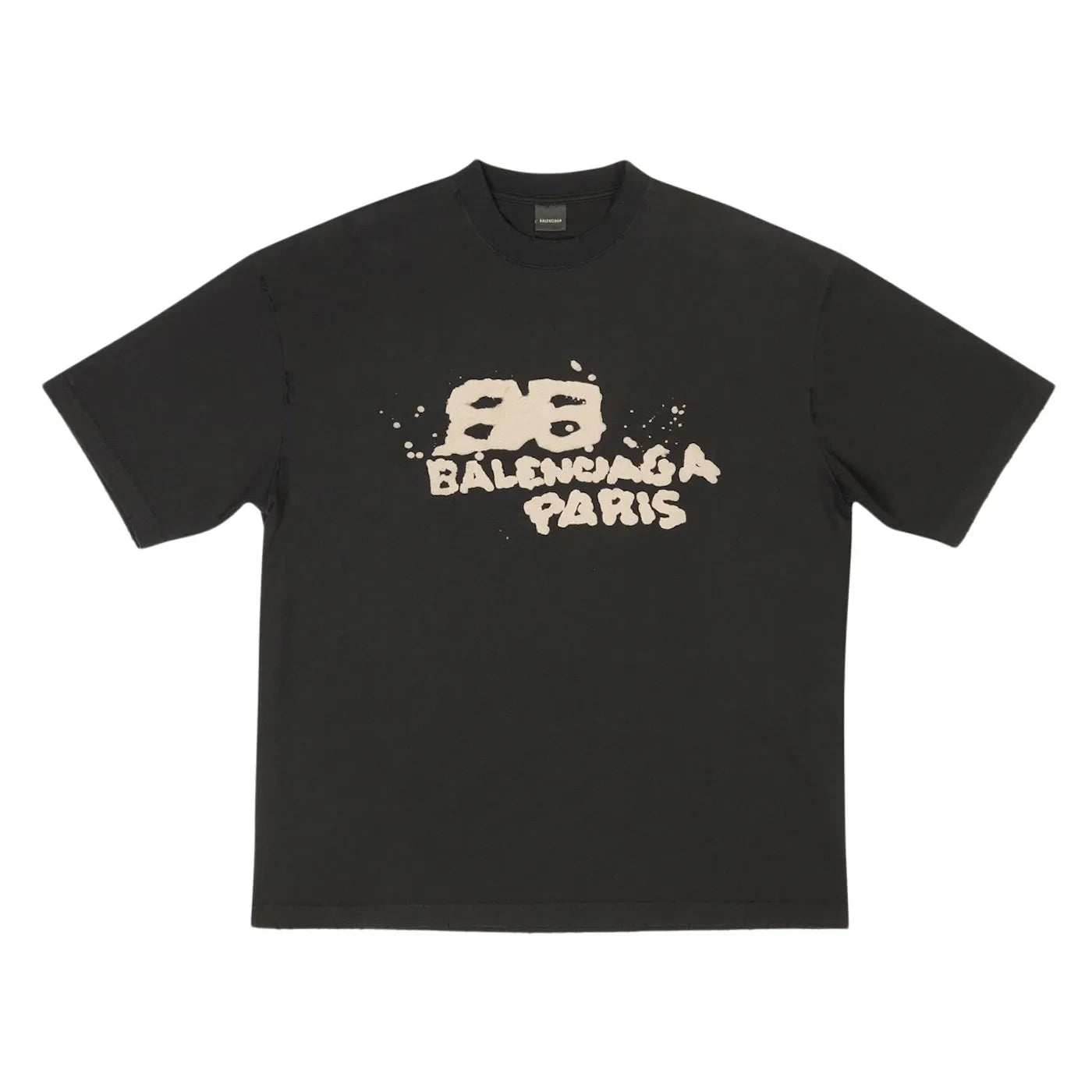 Balenciaga Men's Hand Drawn BB Icon Medium Fit Vintage T-Shirt Black/Beige