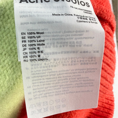 Acne Studios Face Wool Striped Knit Sweater Light Green/Red