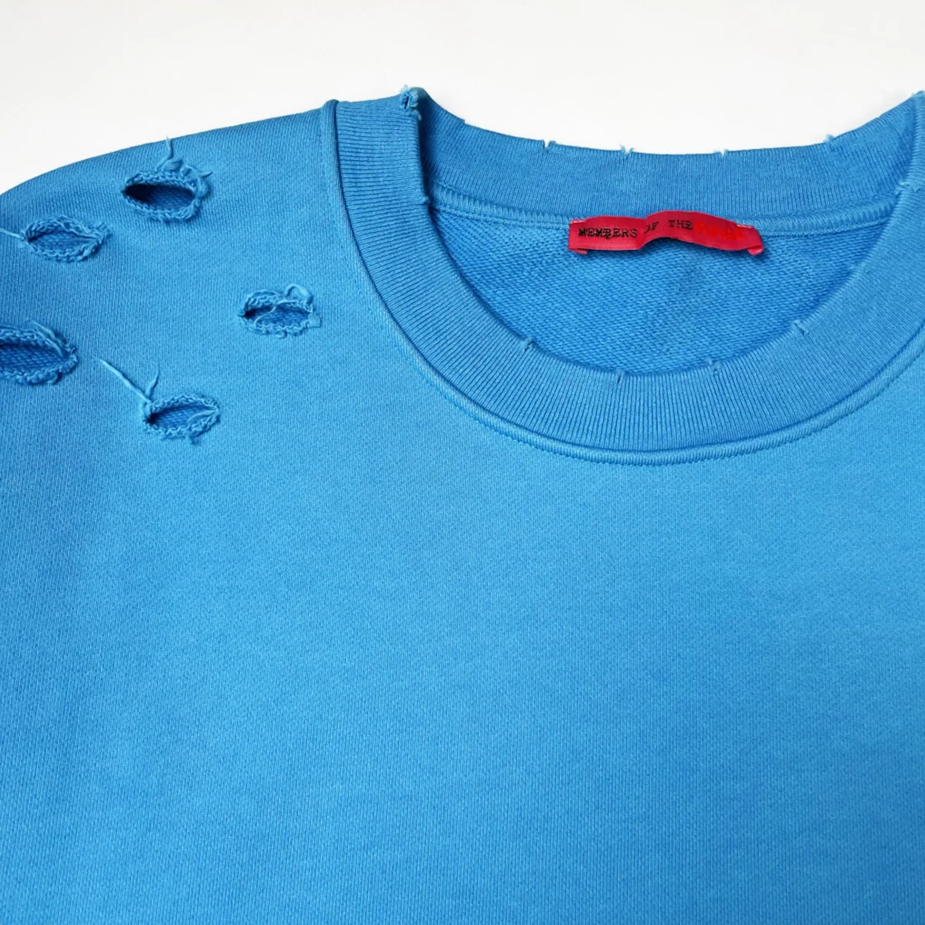 Members of The Rage Distressed Small Logo Crewneck Turquoise