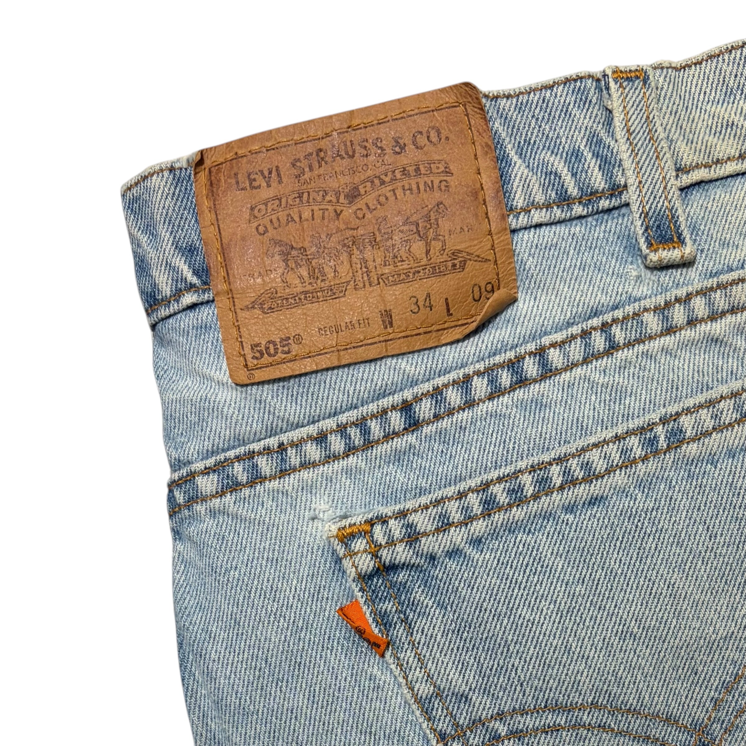 1997 Levi's 505 Orange Tab Shorts Light Wash