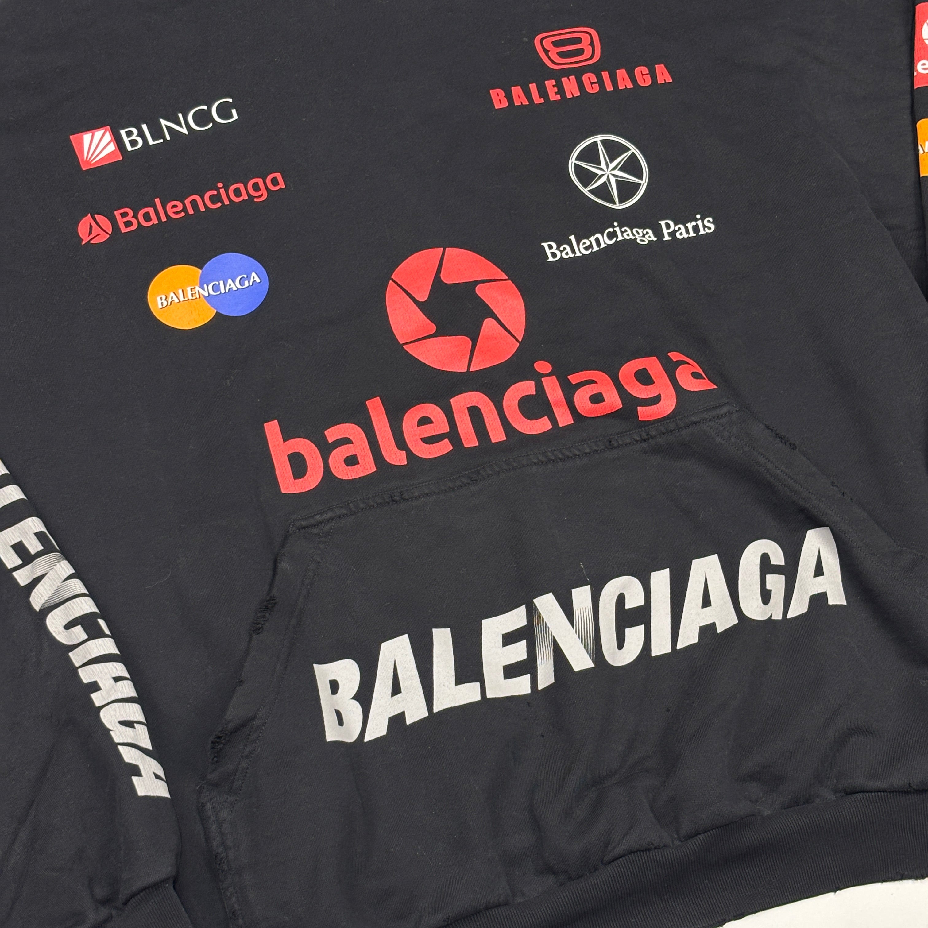 Balenciaga Top League Logo Oversized Hoodie Black