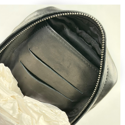 Yohji Yamamoto Scratch Horse Leather Zip Shoulder Pouch Black