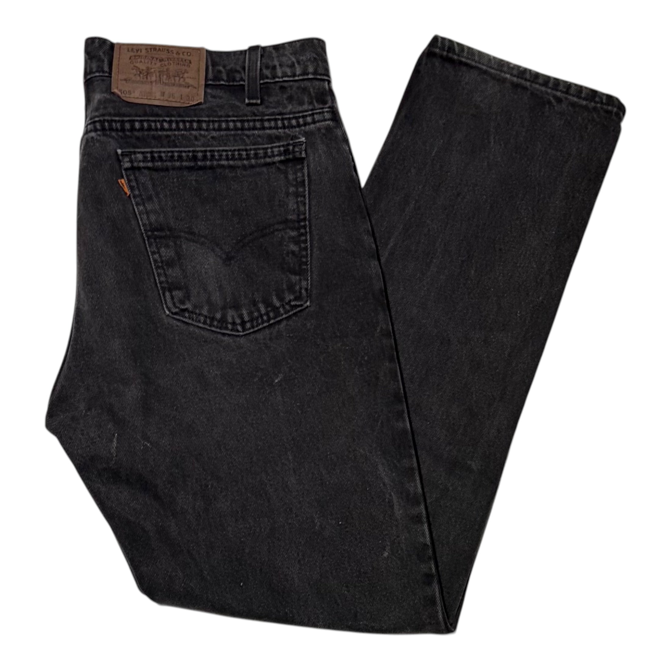 1996 Levi's 550 Orange Tab Jeans Washed Black