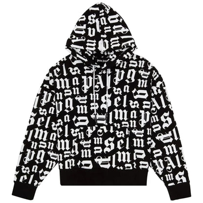 Palm Angels Broken Monogram Hoodie Black/White