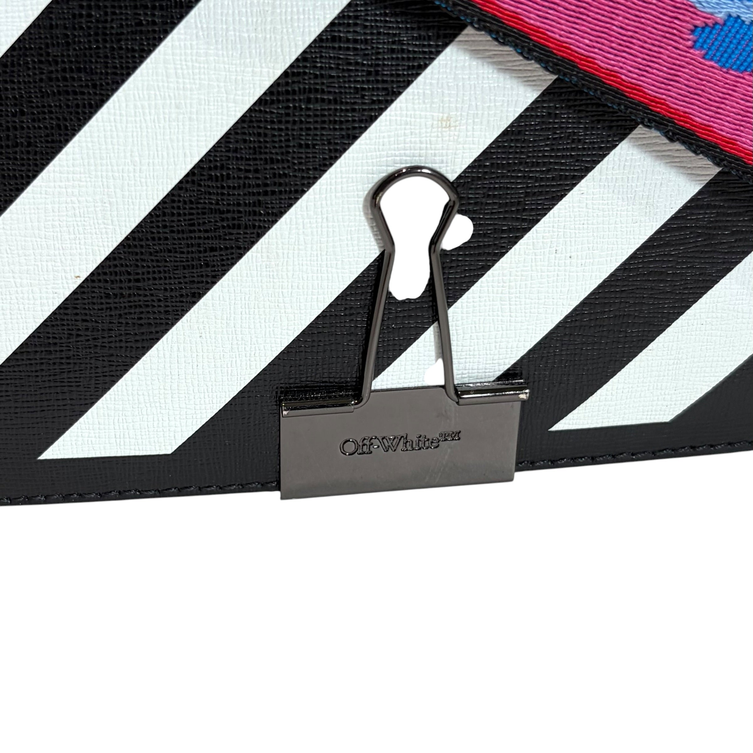 OFF-WHITE Diagonal Stripes Binder Shoulder Bag Mini Black