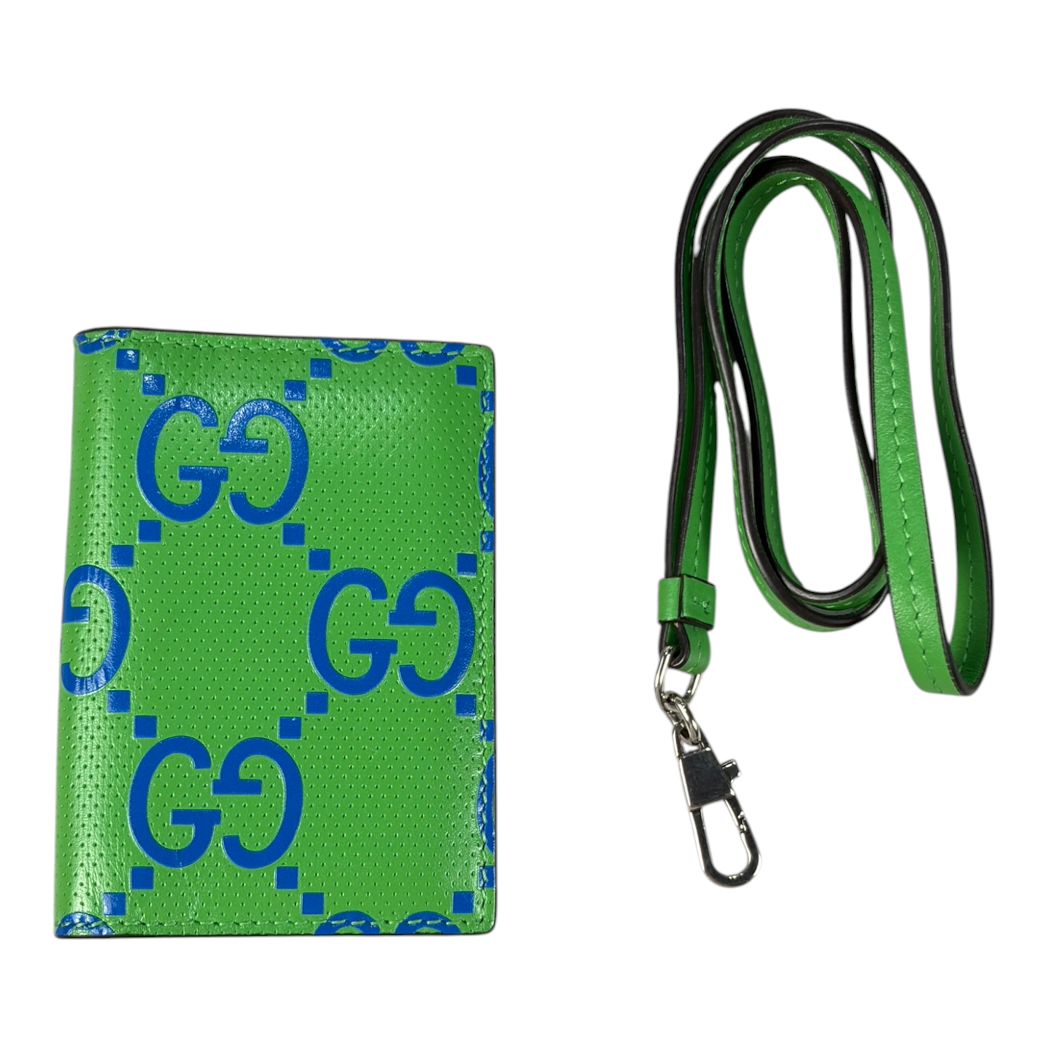 Gucci Jumbo GG Leather Card Wallet w/Detachable Strap