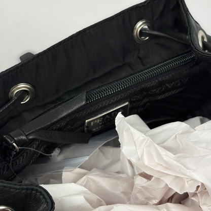 Prada Leather/Nylon Tessuto Mini Backpack Black