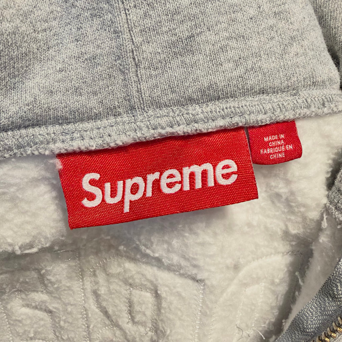 Supreme Blessed Applique Zip Up Hooded Sweatshirt Heather Grey
