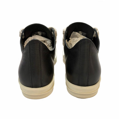 Rick Owens Temple Jumbolace Low Full Grain Cow Leather Black Milk