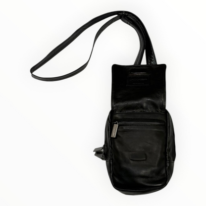 Yohji Yamamoto Scratch Horse Leather Zip Shoulder Pouch Black