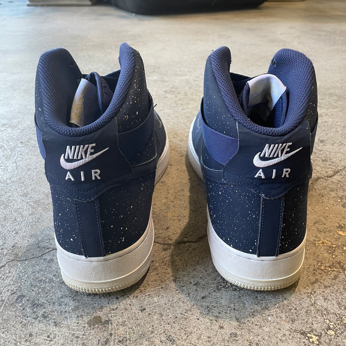 Nike Air Force 1 High 07 Navy Blue White Paint Splatter