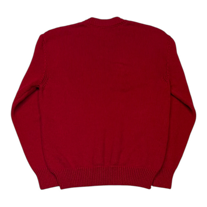 Balmain Intarsia Knit Logo Sweater Red