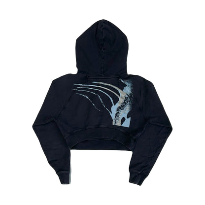 1017 ALYX Women's Cropped Printed Logo Hoodie Black