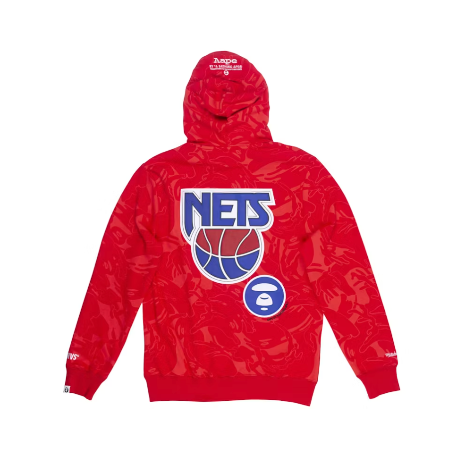Aape x Mitchell & Ness New Jersey Nets Hoodie Red
