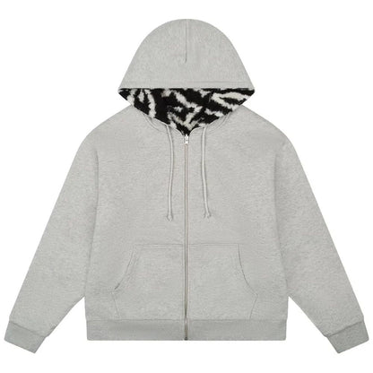 Denim Tears Zebra Shearling Lined Reversible Zip Hoodie 'Zebra'