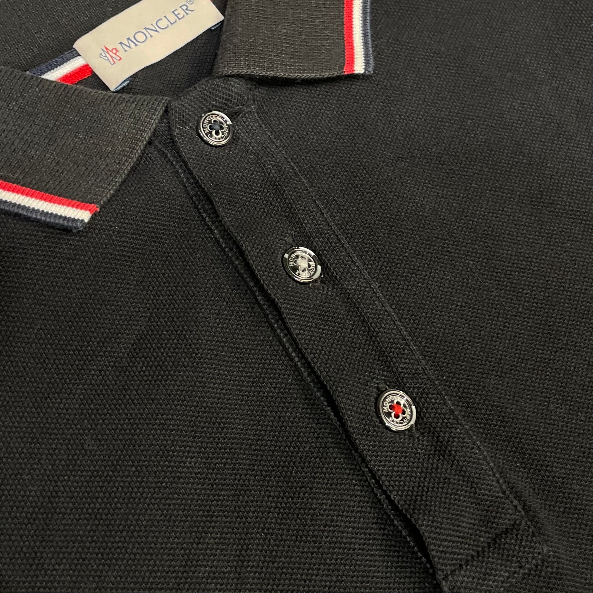 Moncler Pique Polo LS Black
