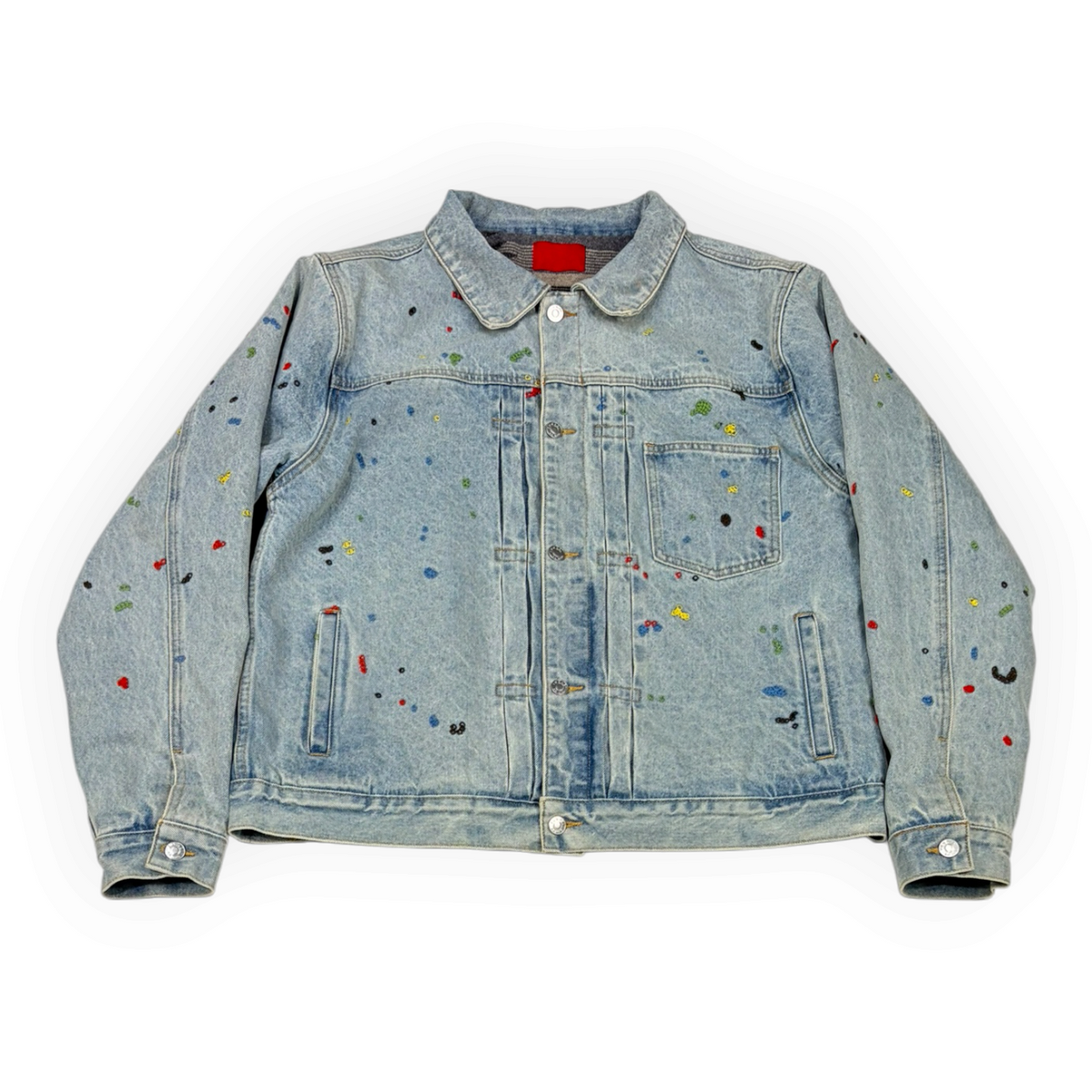 Fugazi Chain Splatter Denim Jacket Light Washed