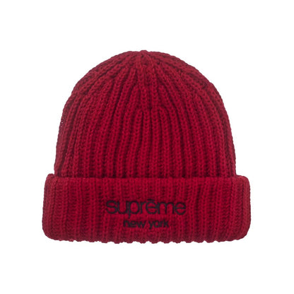 Supreme Classic Logo Chunky Ribbed Beanie (FW26) Red